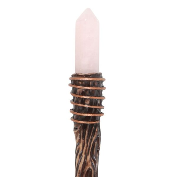 Thin Romance Rose Quartz Crystal Wand - Image 3