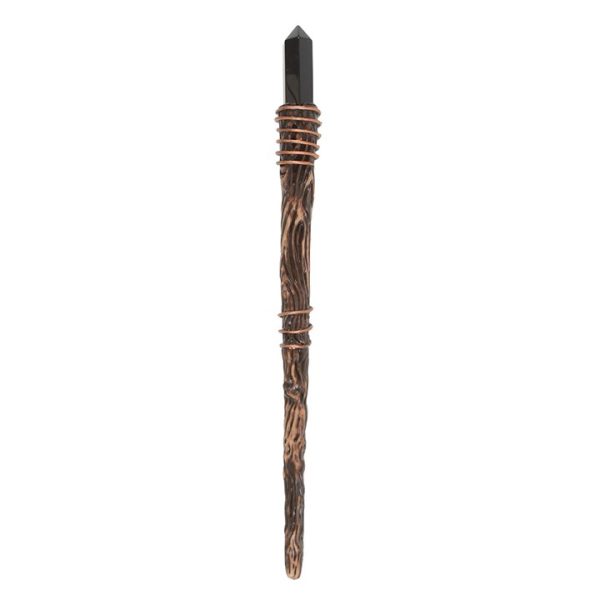 Thin Protection Black Obsidian Crystal Wand - Image 2