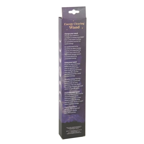 Energy Clearing Aura Quartz Crystal Wand with Pouch - Image 3